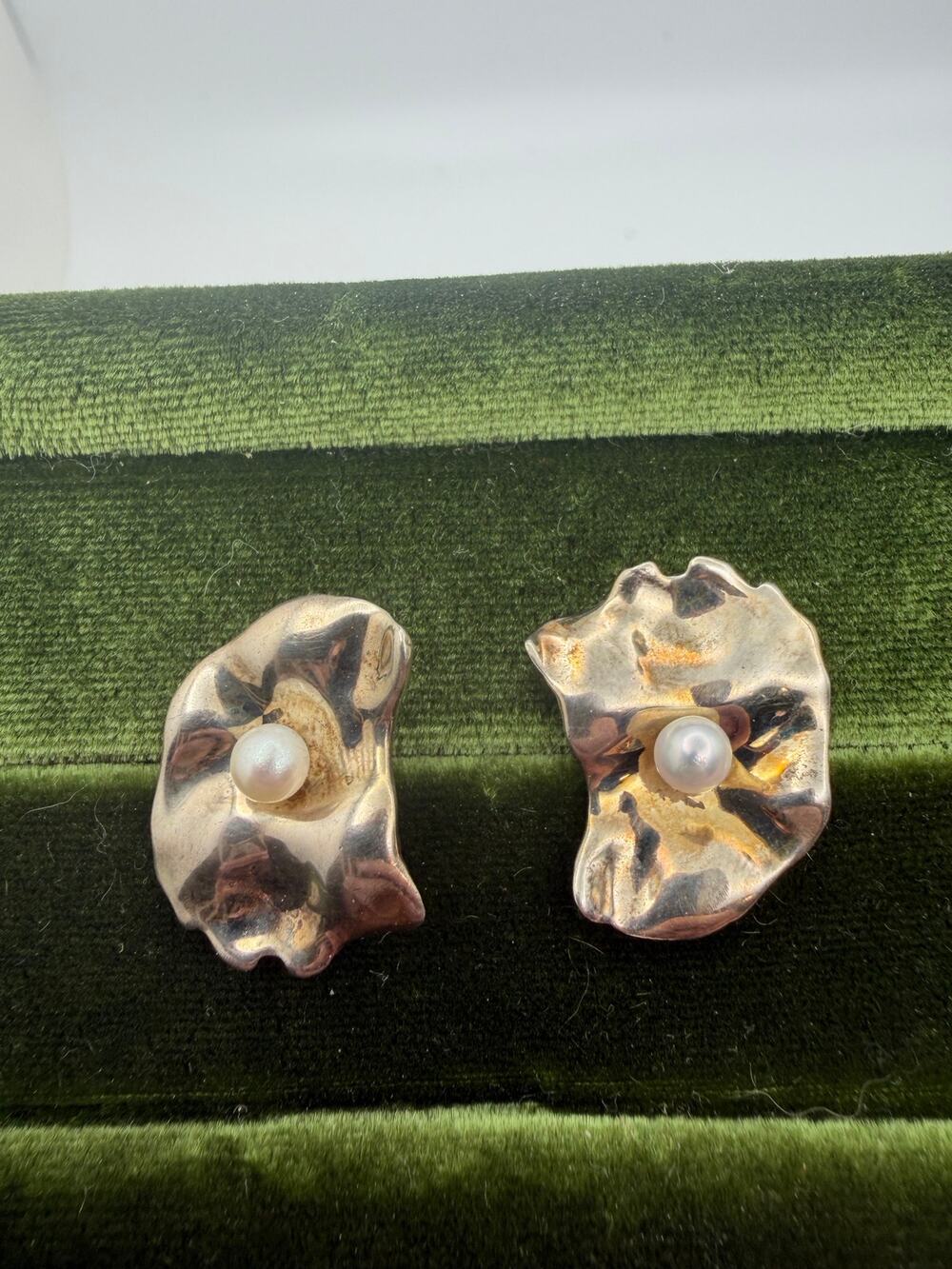 Mignon Faget Sterling By Silver Oyster earrings 14k post